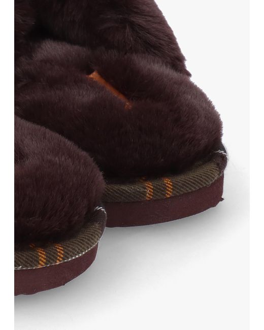 Barbour Multicolor Eliza Cross Over Faux Fur Slippers