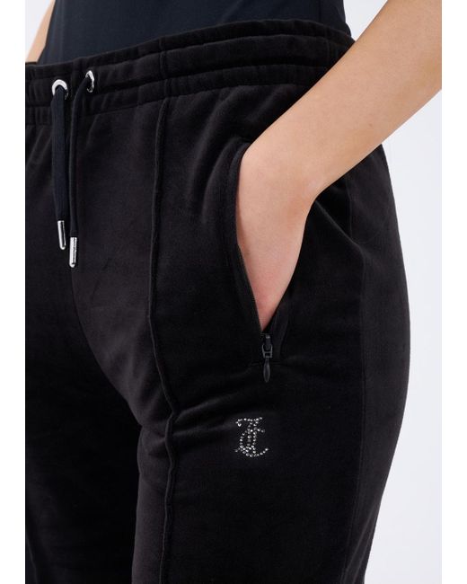 Juicy Couture Tina Black Velour Diamante Track Pants Lyst