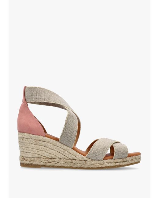 Kanna Natural Laura Elasticated Cross Strap Wedge Espadrilles