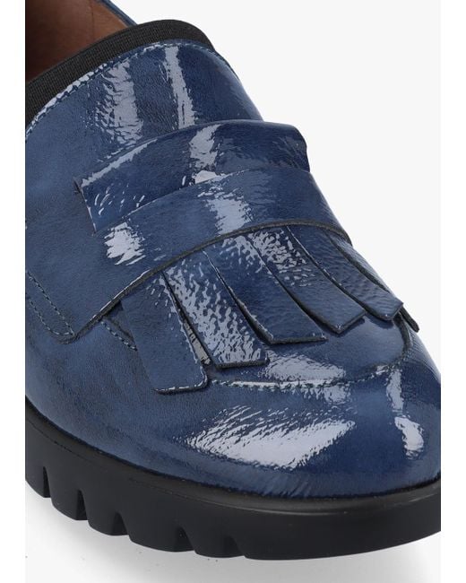Wonders Blue Kenai Navy Patent Leather Low Wedge Loafers