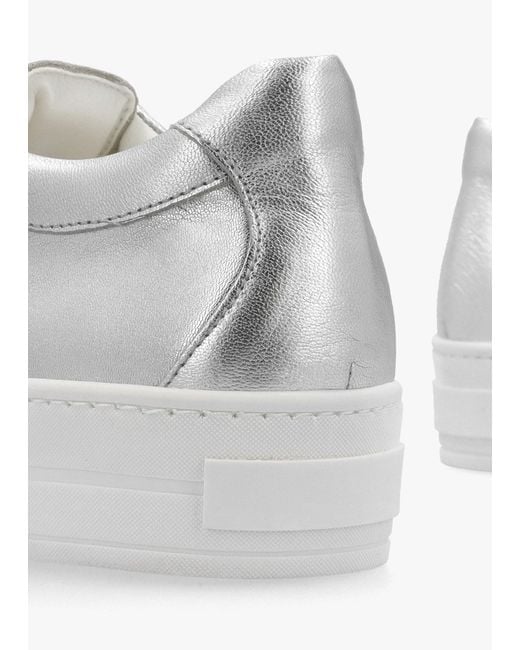 Daniel White Piccadilly Circus Silver Leather Flatform Trainers