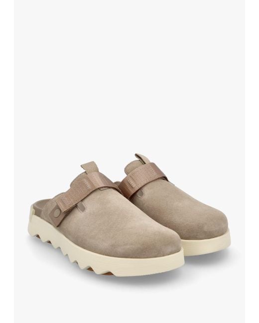 Sorel White Viibe Omega Taupe Honey Suede Clogs