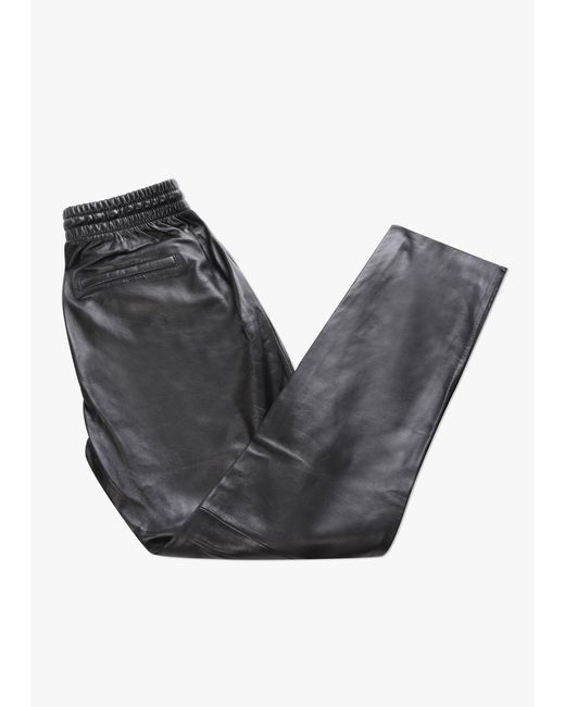 Oakwood Gray Gift Black Leather Drawstring Trousers