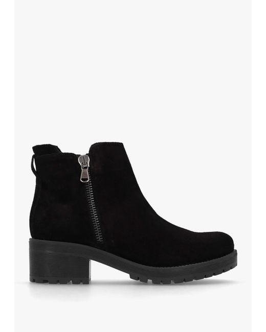 Daniel Lockette Black Suede Size Zip Chunky Ankle Boots
