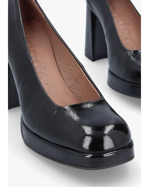 Wonders Captain Black Patent Leather Chunky Court Shoes