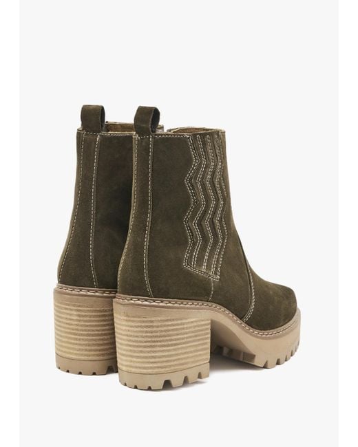 Alpe Green Airedale Khaki Suede Platform Heeled Boots