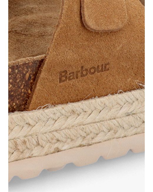Barbour White Sandgate Tan Suede Mules