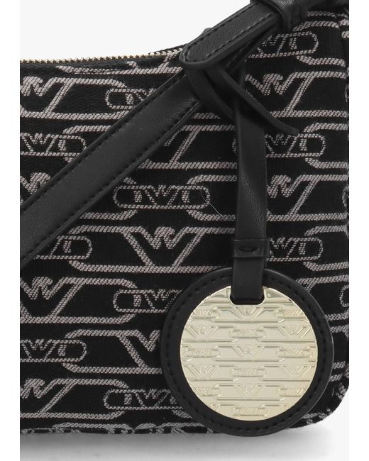 Emporio Armani White Canvas Jacquard Nero Grigio Shoulder Bag