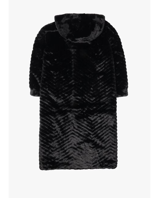 Daniel Black Faux Fur Longline Hooded Coat