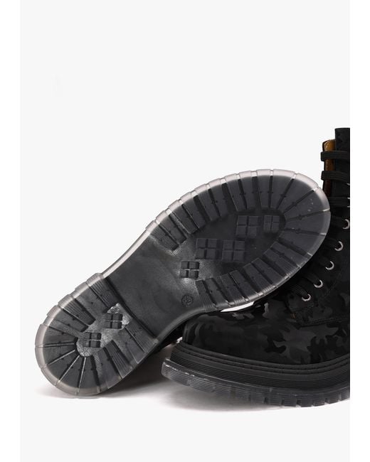 Daniel Rammie Black Leather Camo Ankle Boots