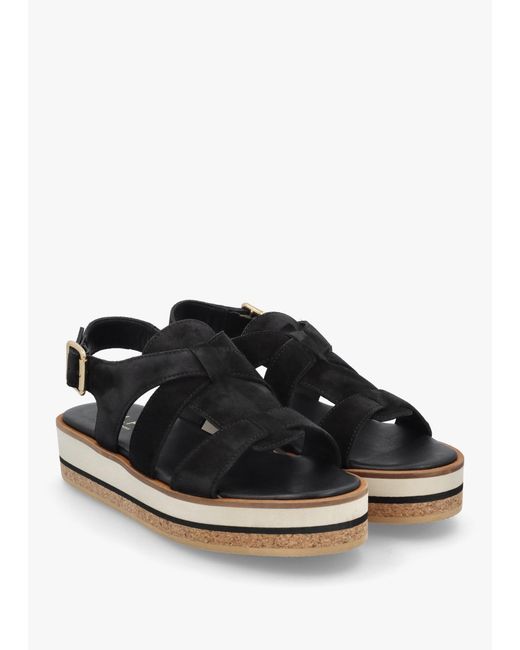 Alpe Black Amsty Slab Sole Fisherman Sandals