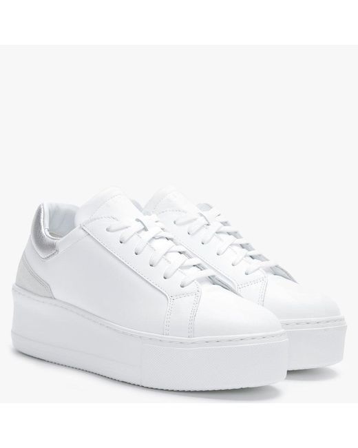 silver flatform trainers