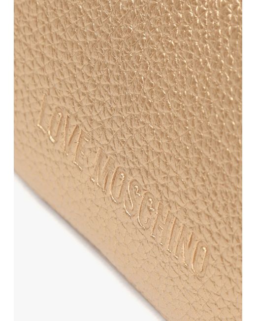 Love Moschino Natural Laminated Metallic Oro Baguette Bag
