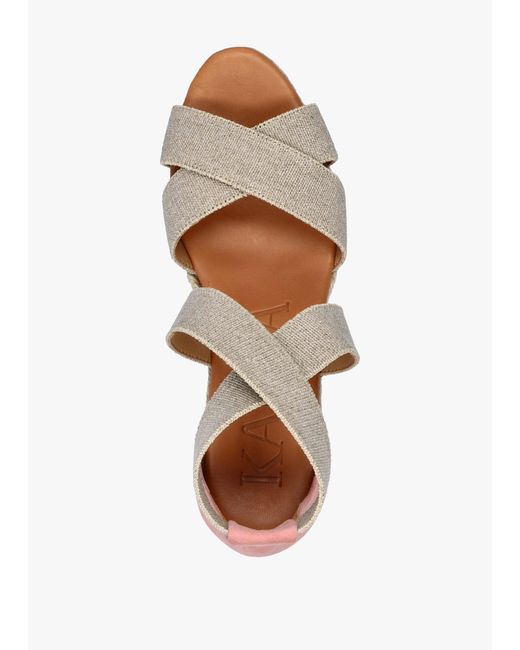 Kanna Natural Laura Elasticated Cross Strap Wedge Espadrilles