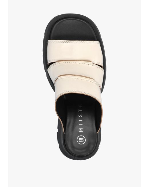 Miista White Jadzia Cream Leather Block Heel Mules