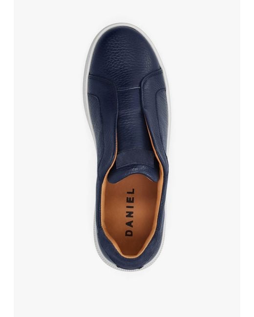 Daniel Blue Viola Tumbled Leather Low Profile Trainers
