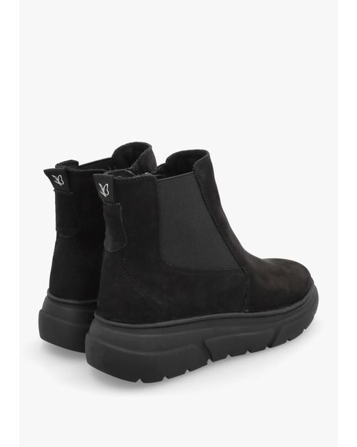 Caprice Black Nubuck Ankle Boots