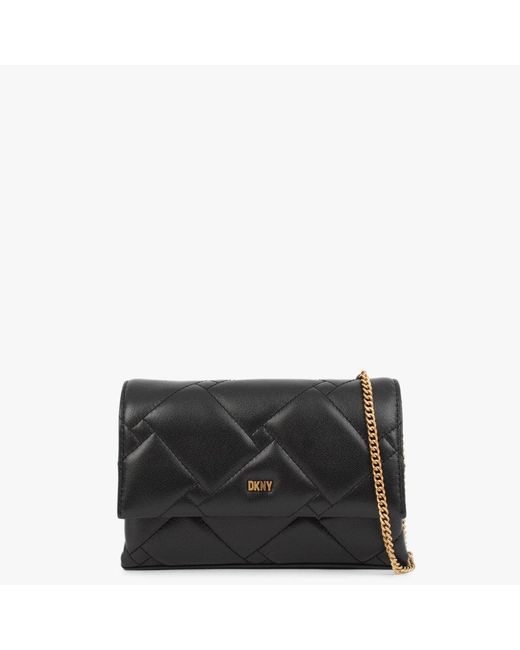 DKNY Willow Black Leather Quilted Crossbody Clutch Lyst Canada