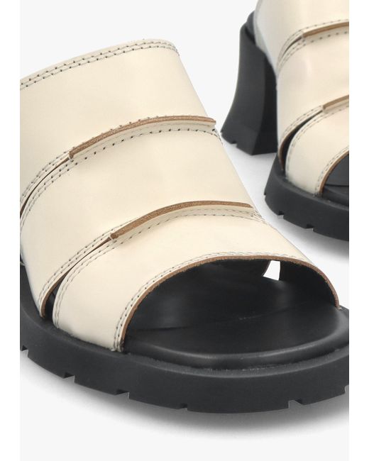 Miista White Jadzia Cream Leather Block Heel Mules