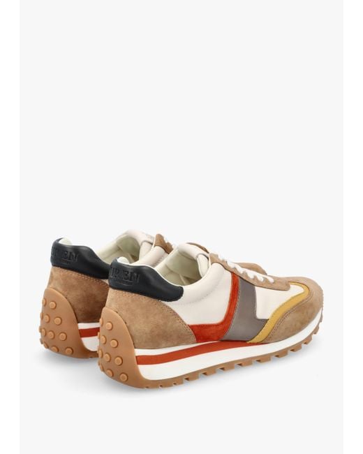 Ralph Lauren Dani Colour Block Soft White Camel Multi Suede Trainers