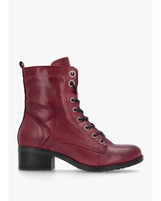 Moda In Pelle Red Bezzie Burgundy Leather Block Heel Ankle Boots