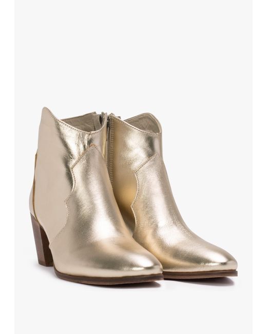 Daniel Natural Barara Gold Leather Western Ankle Boots