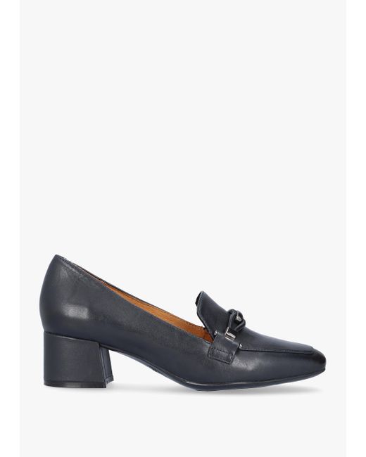 Caprice Blue Auburn Navy Leather Heeled Loafers