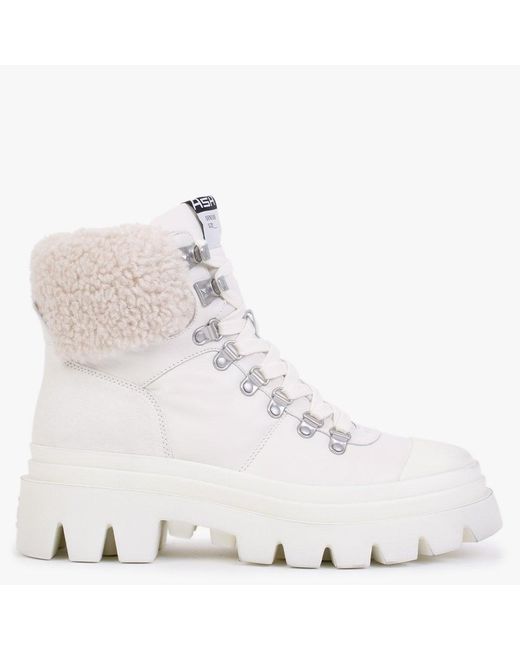 Ash Patagonia Faux Fur Off White Leather Hiking Boots Lyst UK