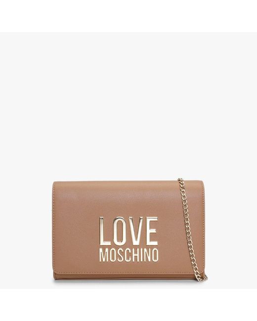 Love Moschino Brown Friends Cammello Large Logo Cross-body Bag