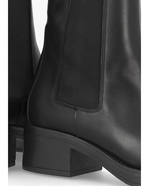 Daniel Black Curved Square Toe Block Heel Chelsea Boots