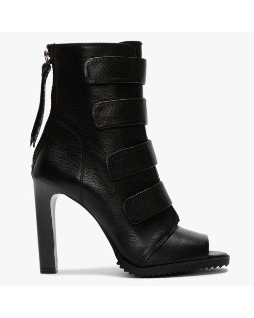 DKNY Blake Black Leather Peep Toe Ankle Boots