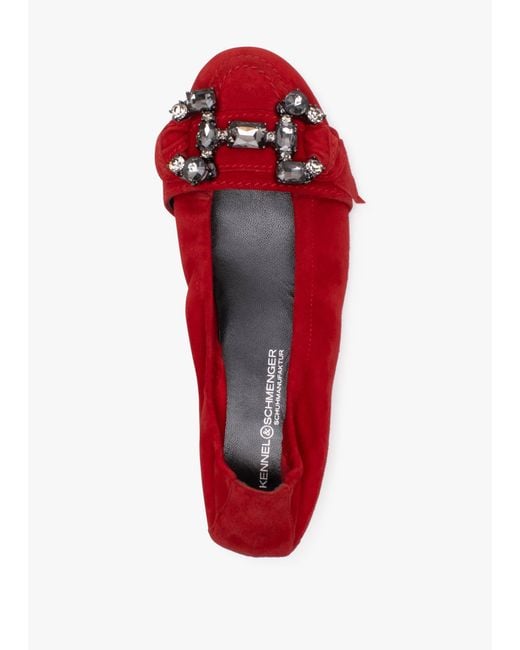 Kennel & Schmenger Red Malu Jewel Embellished Rosso Smoke Suede Pumps