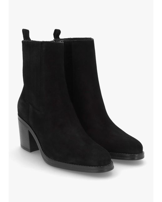 Alpe Adios Black Suede Western Chelsea Mid-heel Boots