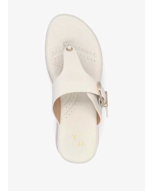 Moda In Pelle White Jesse Off Toe Post Wedge Sandals