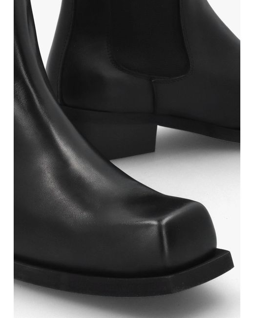 Daniel Black Square Toe Stacked Heel Chelsea Boots