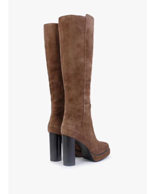 Daniel Brown Sippy Tan Suede Platform Knee Boots