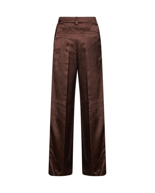 Herno Resort Brown Dark Chocolate Textured Satin Wide-Leg Resort Trousers