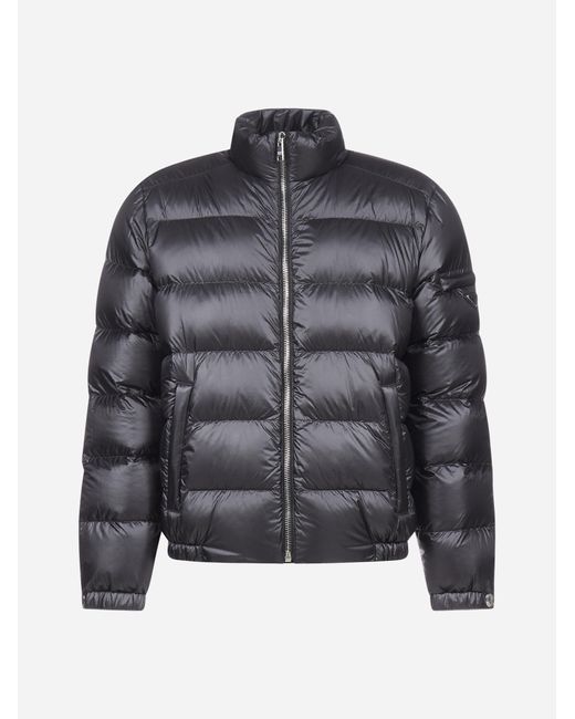 Prada Synthetic Quilted Nylon Down Jacket With Logoplaque in Black for