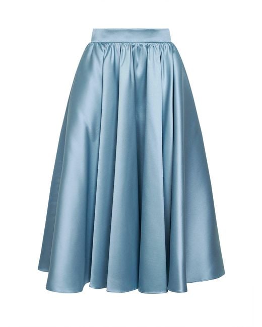 Blanca Vita Blue Powder Satin Geky Full Midi Skirt