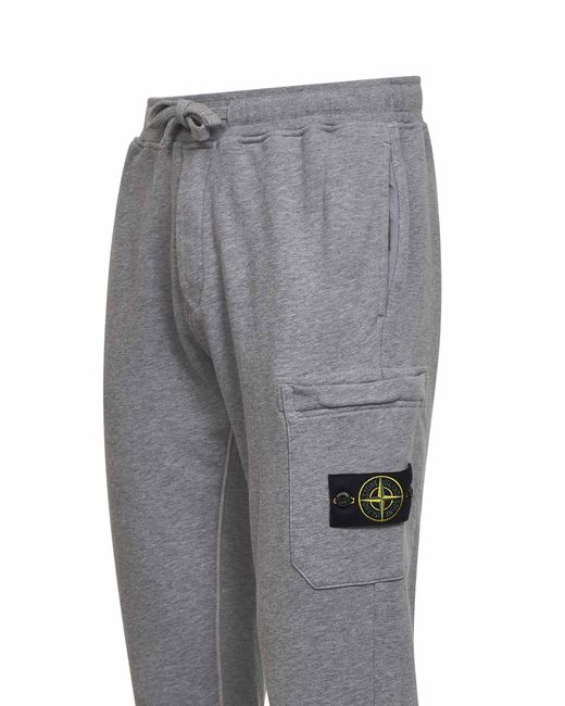 Stone Island Gray Dust Melange Organic Mélange Cotton Fleece Joggers for men