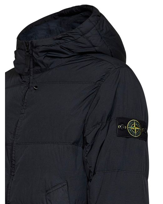 Stone Island Blue Crinkle Reps Ny Hooded Down Jacket for men
