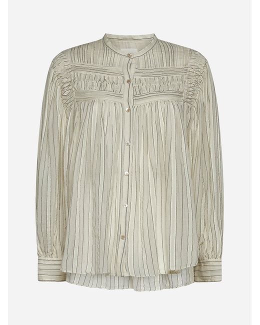 Isabel Marant White Plaila Pinstriped Cotton Shirt