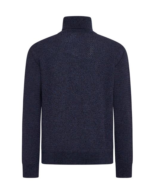 D 40 Blue Turtleneck Wool Sweater for men