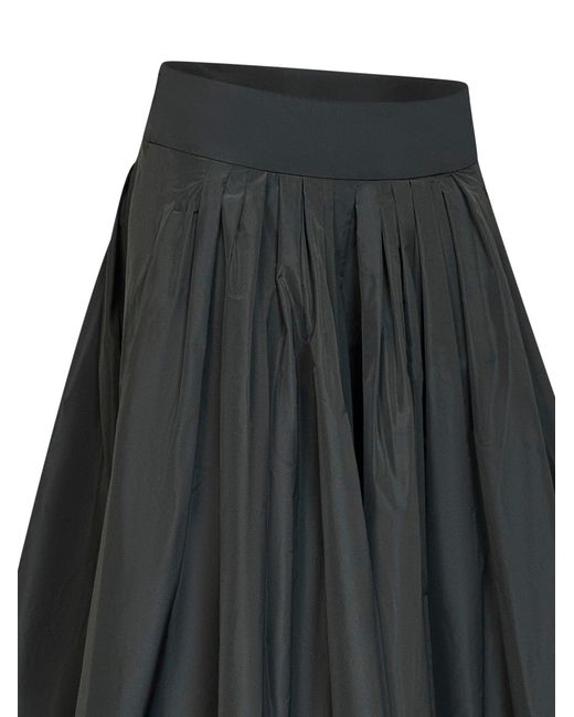 Max Mara Black Dark Taffeta Smmromina Long Pleated Skirt