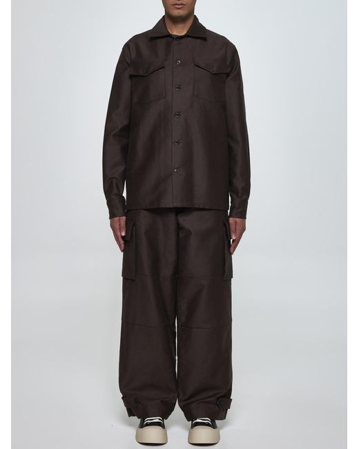 Marni Black Cotton Cargo Trousers for men