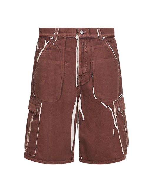 Marni Purple Screen-Printed Denim Cargo Bermuda Shorts for men