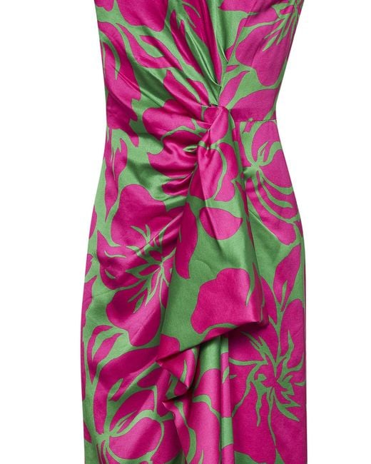 Dries Van Noten Pink Hawaiian Floral-Print Viscose Draped Midi Dress