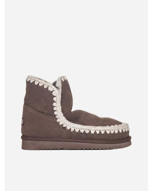 Mou Brown Eskimo Suede And Shearling Ankle Boots