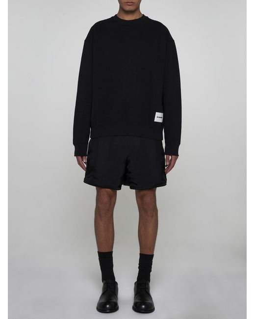 Jil Sander Black Logo-label Cotton Sweatshirt for men
