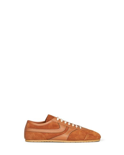 Dries Van Noten Brown Tan Suede Sneakers With Leather Details for men